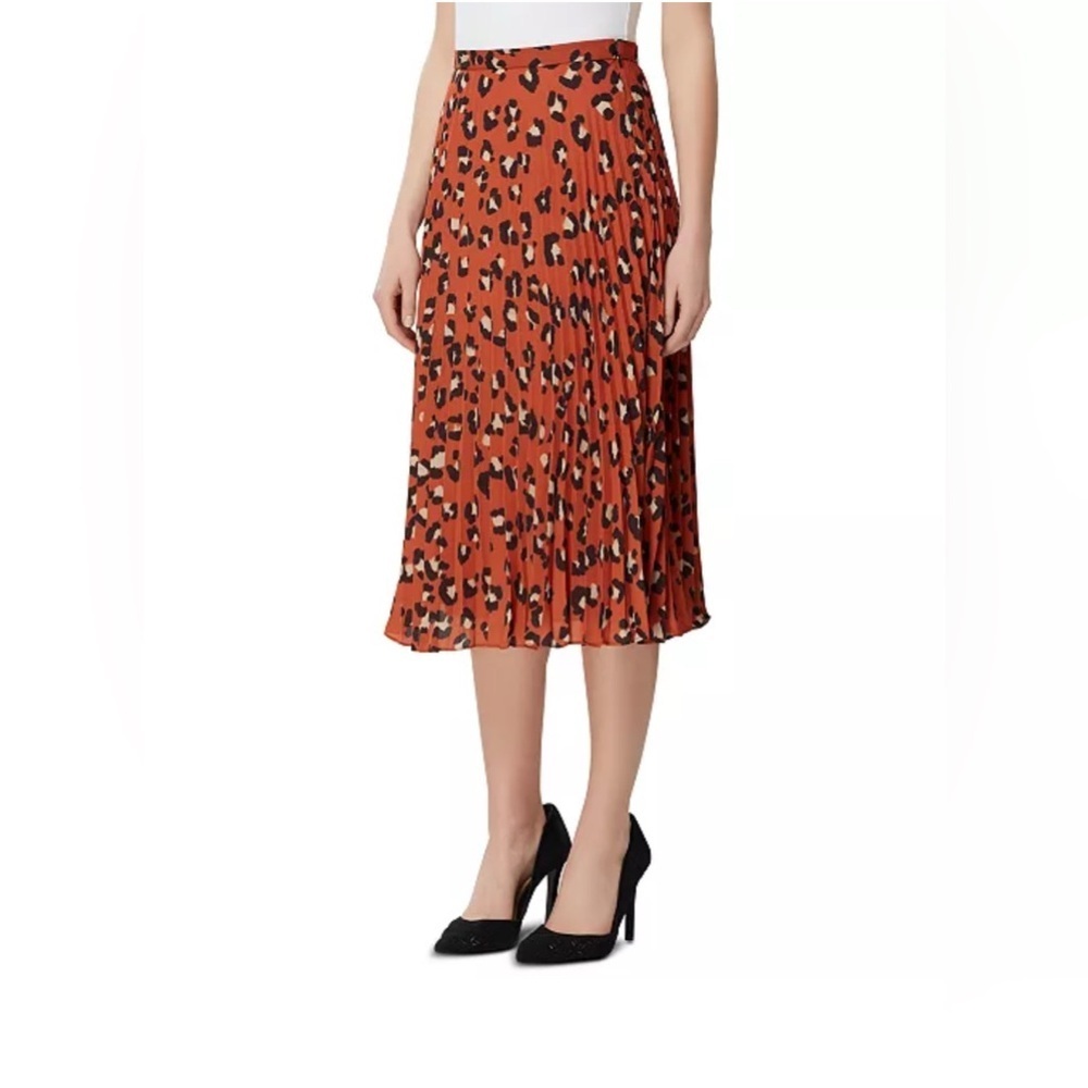 Tahari Pleated Leopard Midi Skirt Size 10